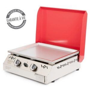 URSUIAPICR PLANCHA 2 GEUX GAZ AVEC COUVERCLE ROUGE EUSKAL PLANTXA