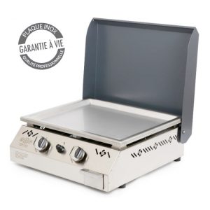 URSUIAPICG PLANCHA 2 GEUX GAZ AVEC COUVERCLE GRIS EUSKAL PLANTXA